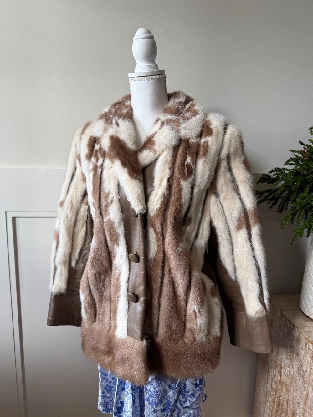 Furs by Francis Mink Fur Coat Ivory and brown